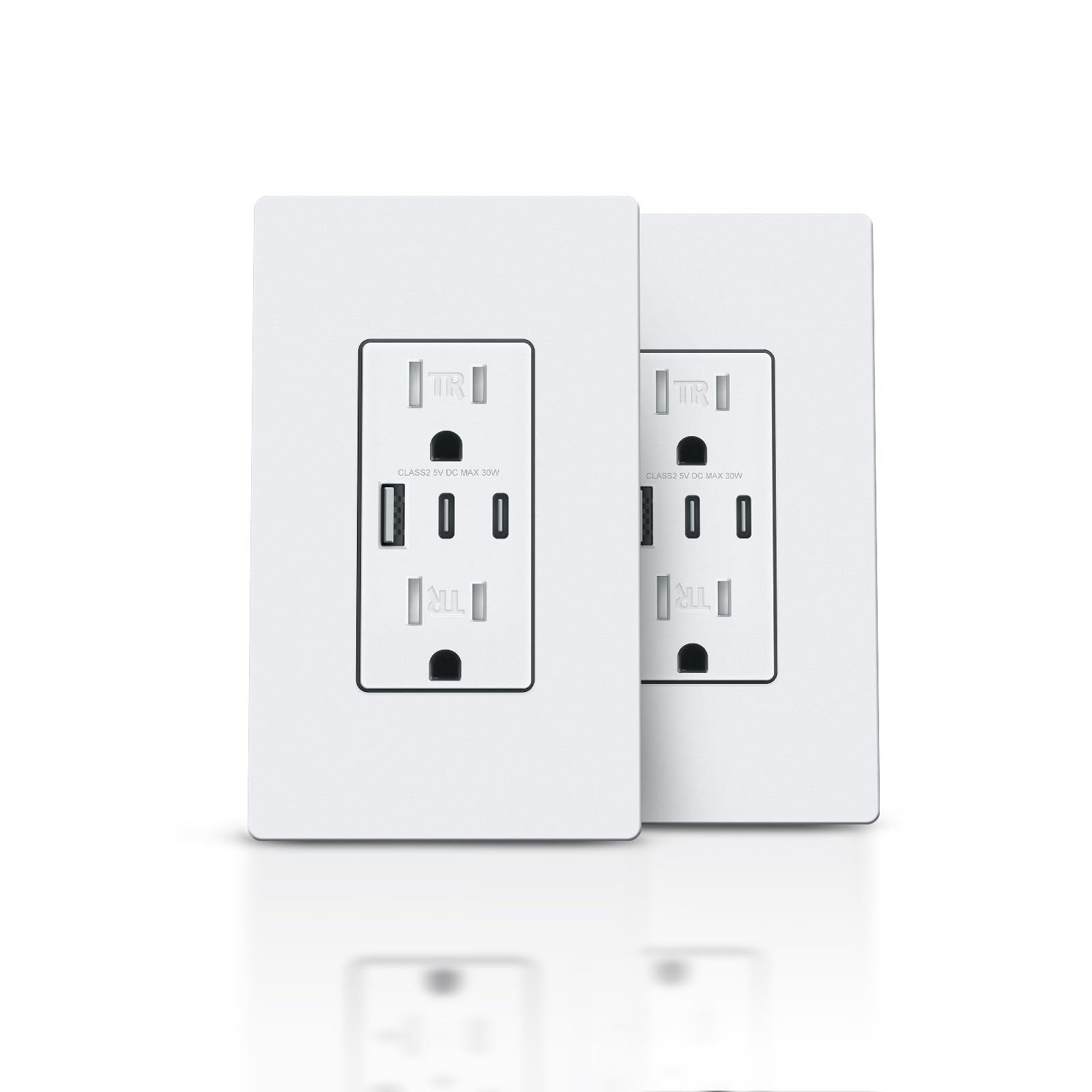 TOPELER 3-port USB outlet in white ready for bedside charging.