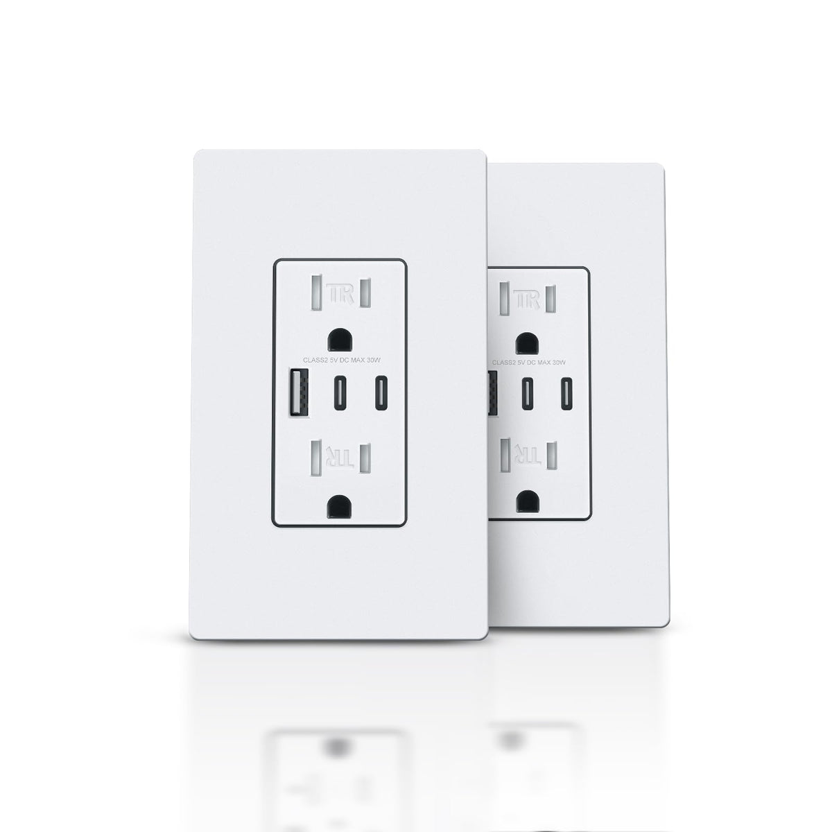 TOPELER 3-port USB outlet in white ready for bedside charging.