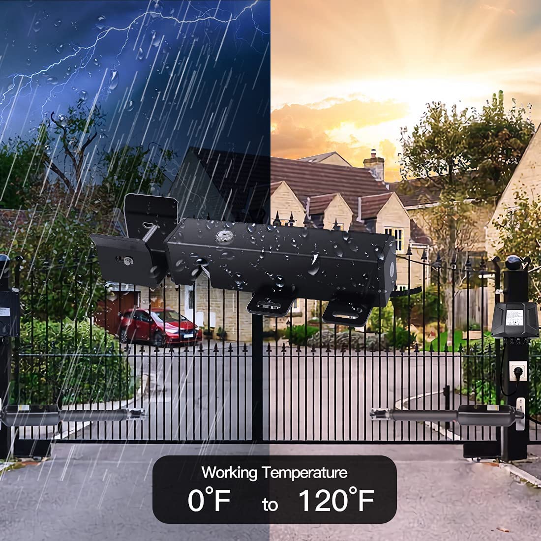Topens ET24 durable steel body withstands outdoor gate use.