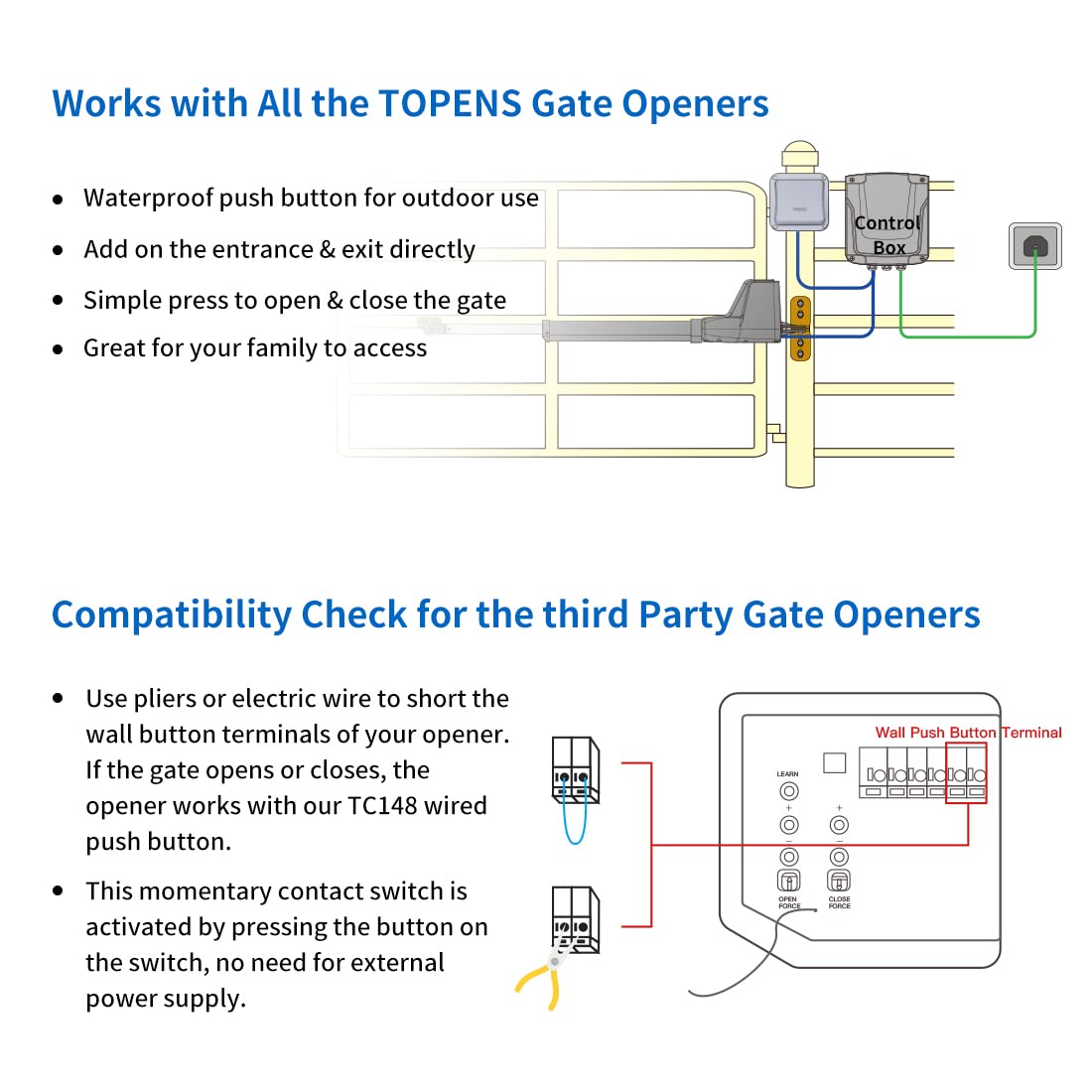TOPENS TC148 simple wire connection for quick setup