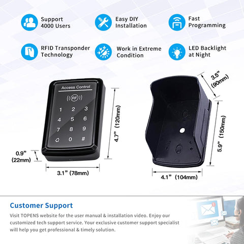 Topens TC175P compatibility with dry-contact control boards enables integration with many gate systems.