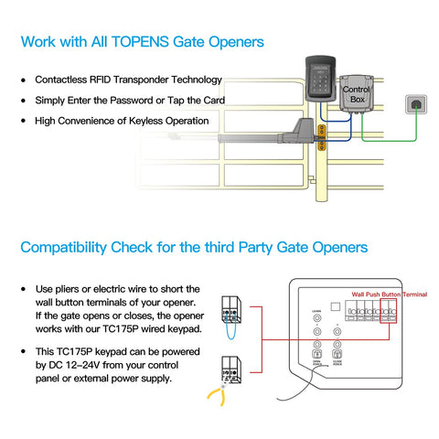 Topens TC175P supports three open modes for flexible guest or staff access.