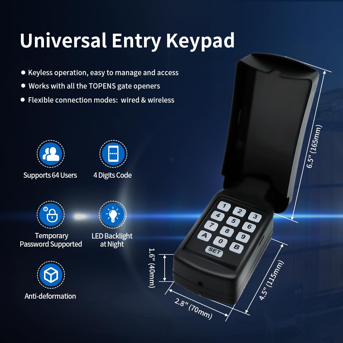 Topens TC188 wireless setup demonstrates keyless access without wiring clutter.
