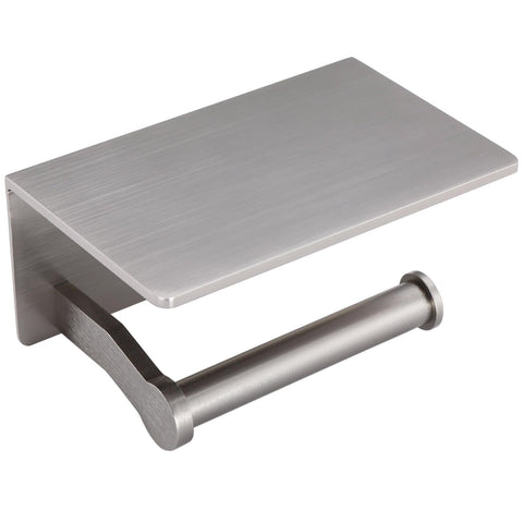 TOPGHIP wall-mounted toilet paper holder with shelf mounted on bathroom wall for easy access.