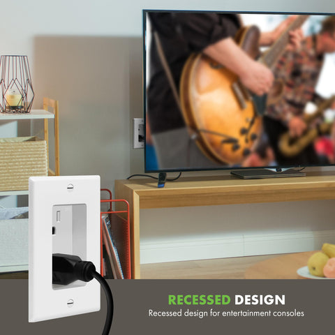 Topgreener 1-gang recessed outlet close-up showing slim profile.