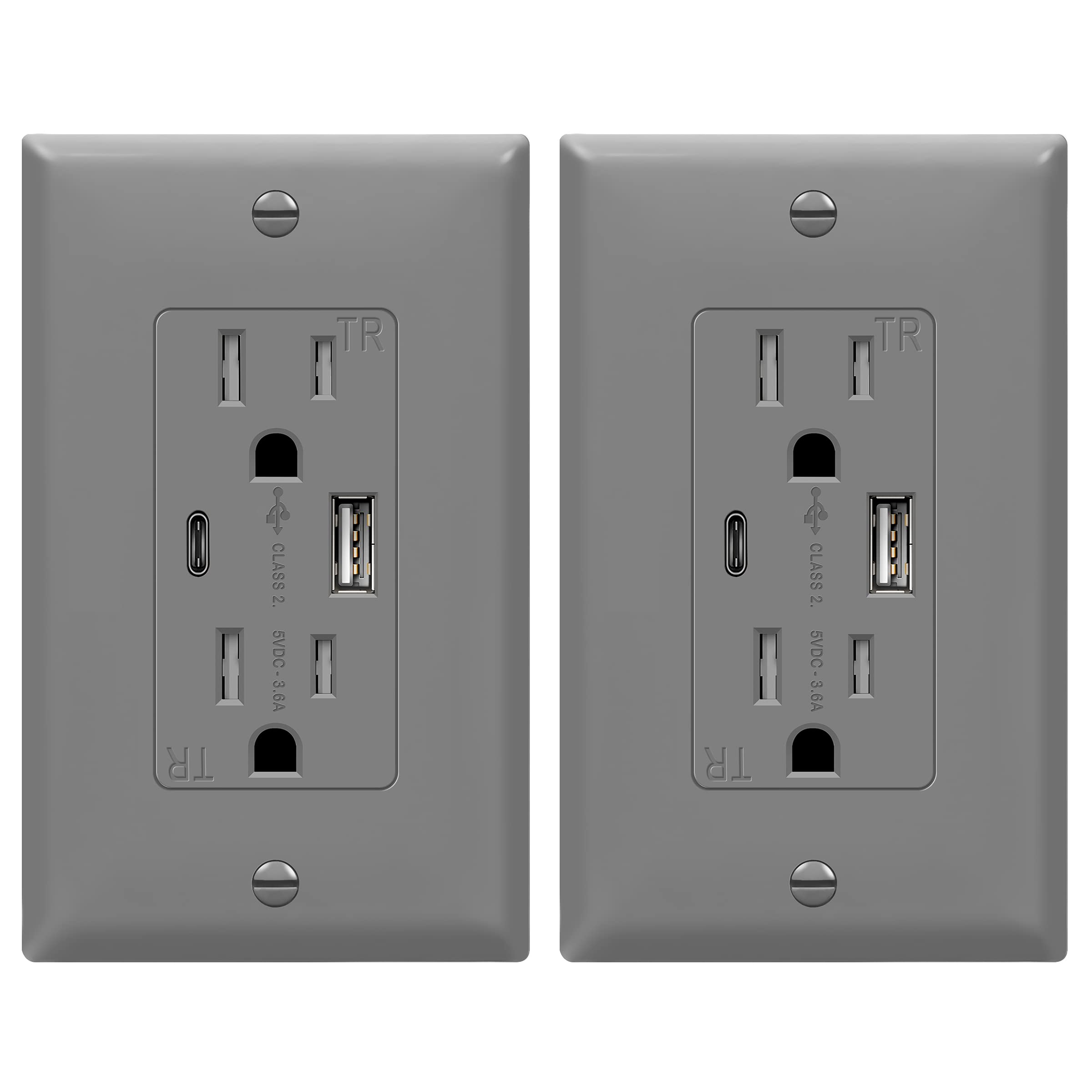 Topgreener 2-port USB outlet front view for convenient charging in modern spaces