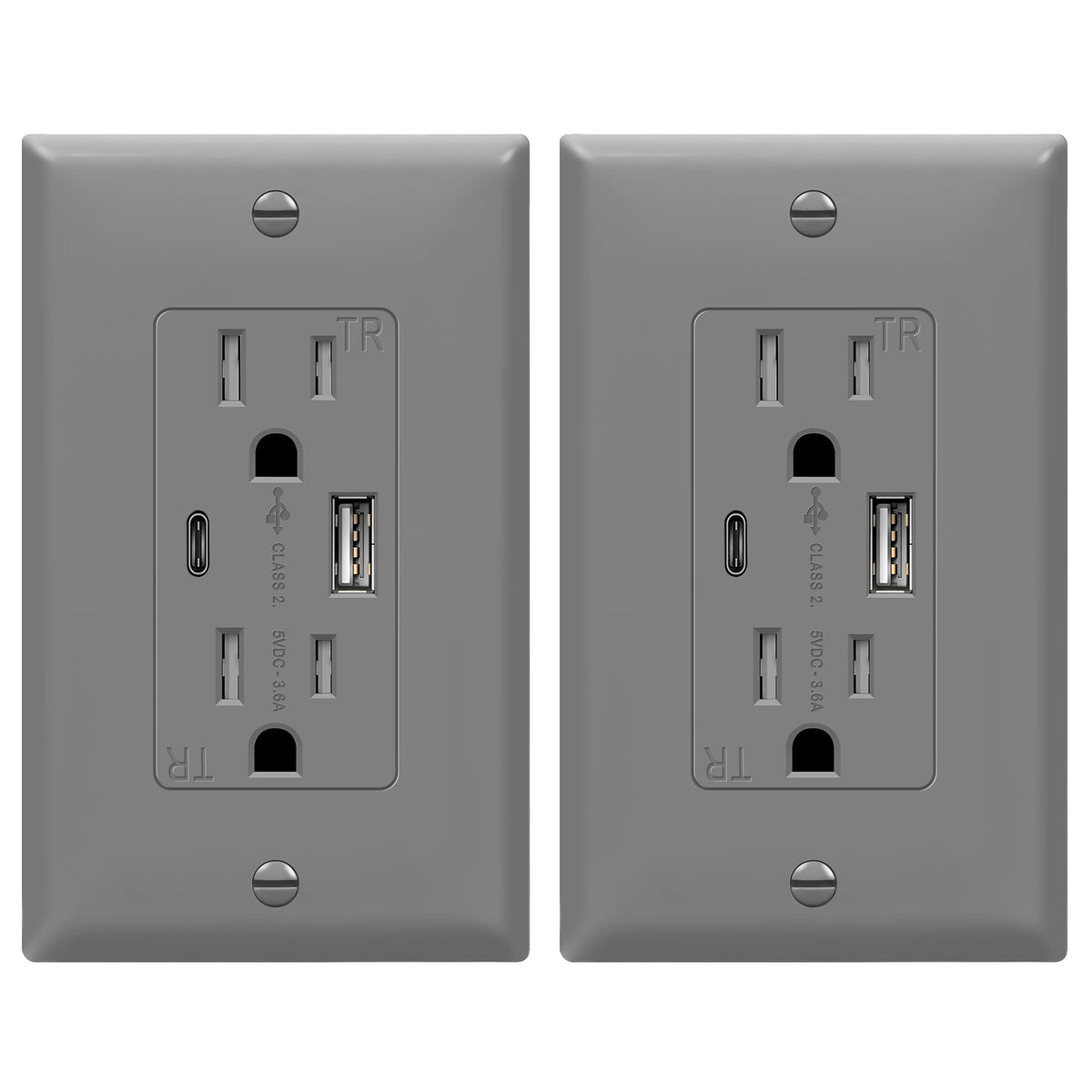 Topgreener 2-port USB outlet front view for convenient charging in modern spaces