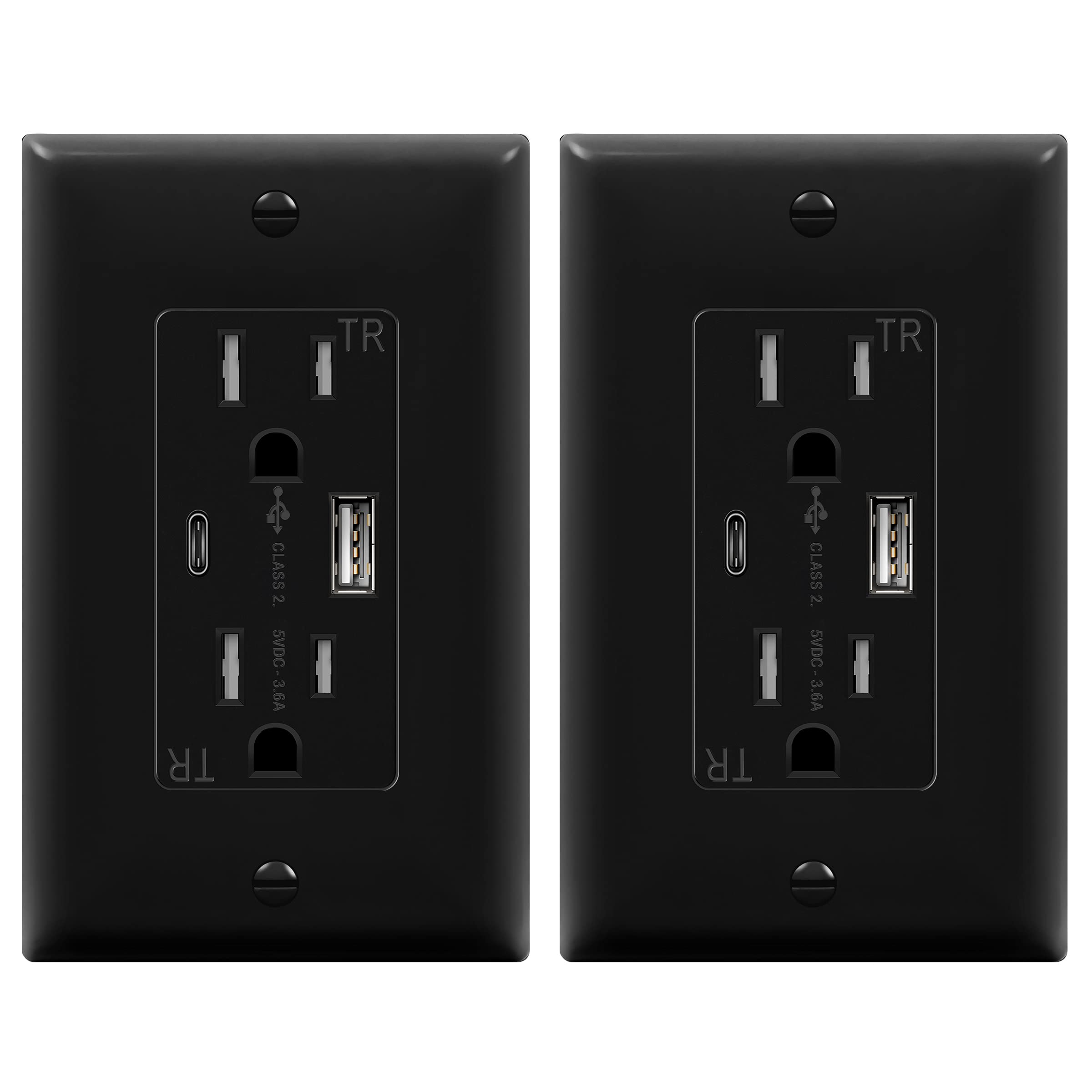 TopGreener 2-Port USB outlet with USB-A and USB-C ports for convenient charging.