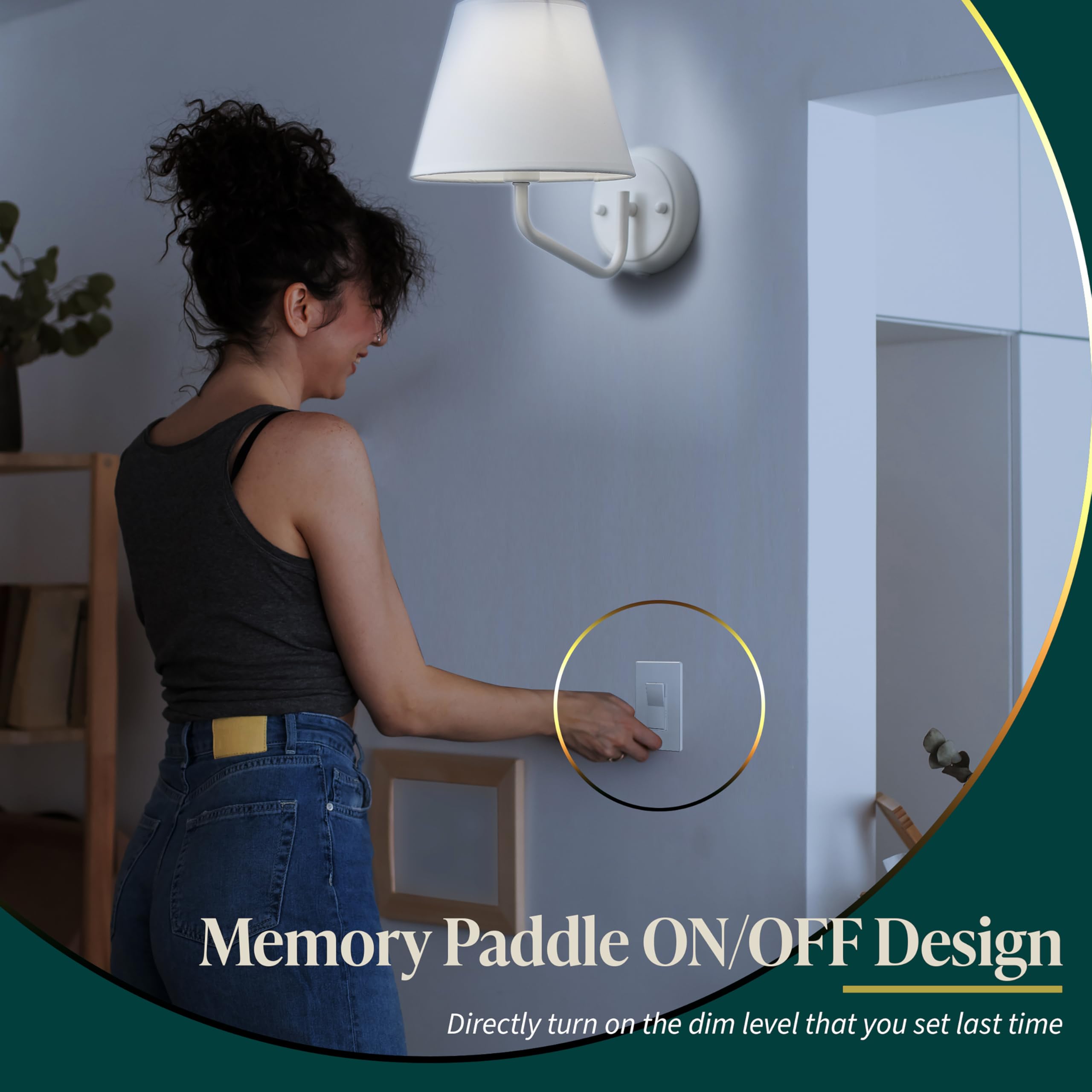 Paddle ON/OFF button beside the Topgreener wall plate.