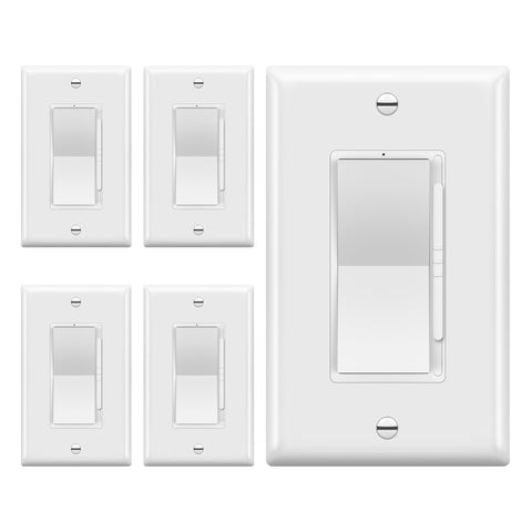 TOPGREENER dimmer wall switch front view with plate included for easy setup