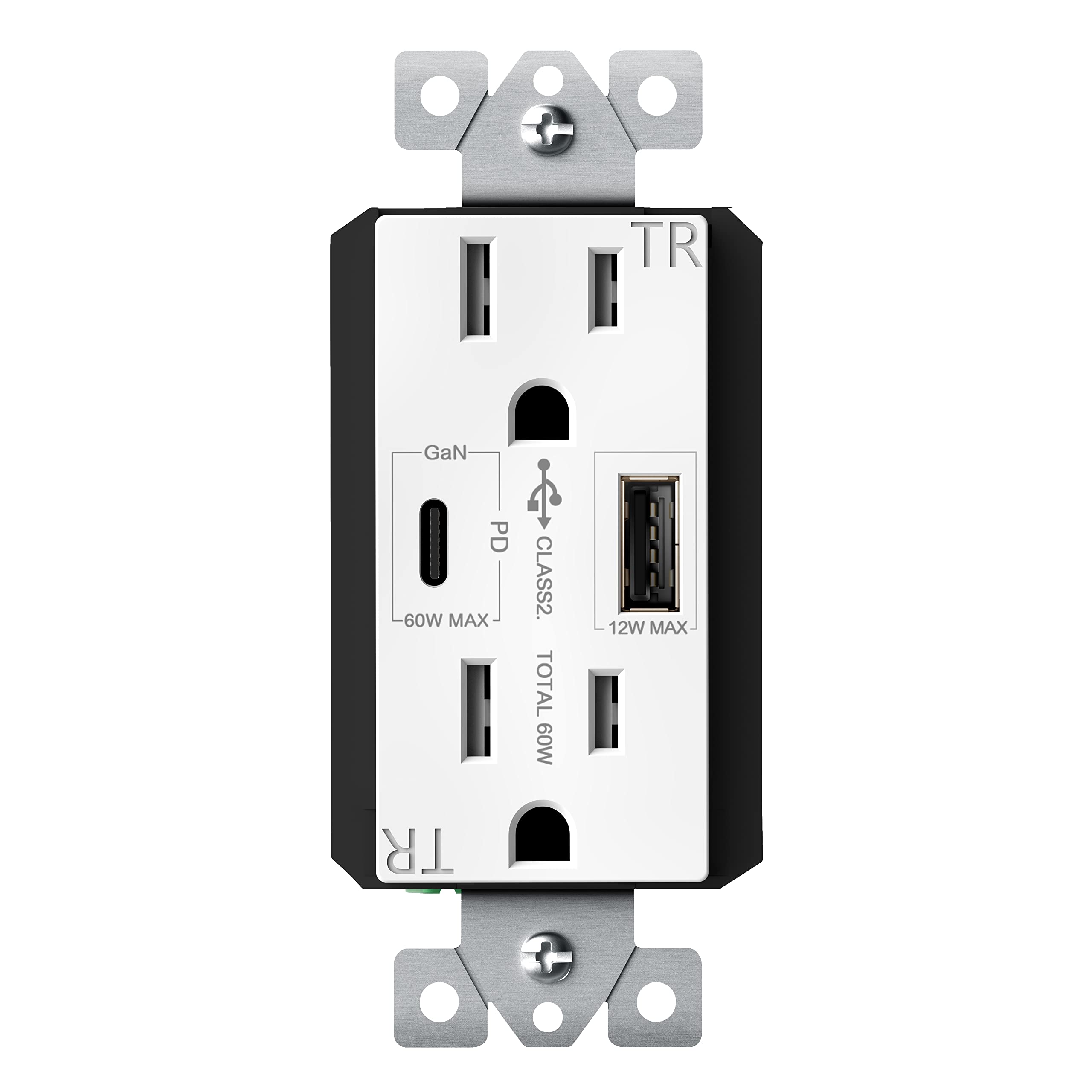 TopGreener GaN PD USB outlet front view highlighting compact design and high-power charging