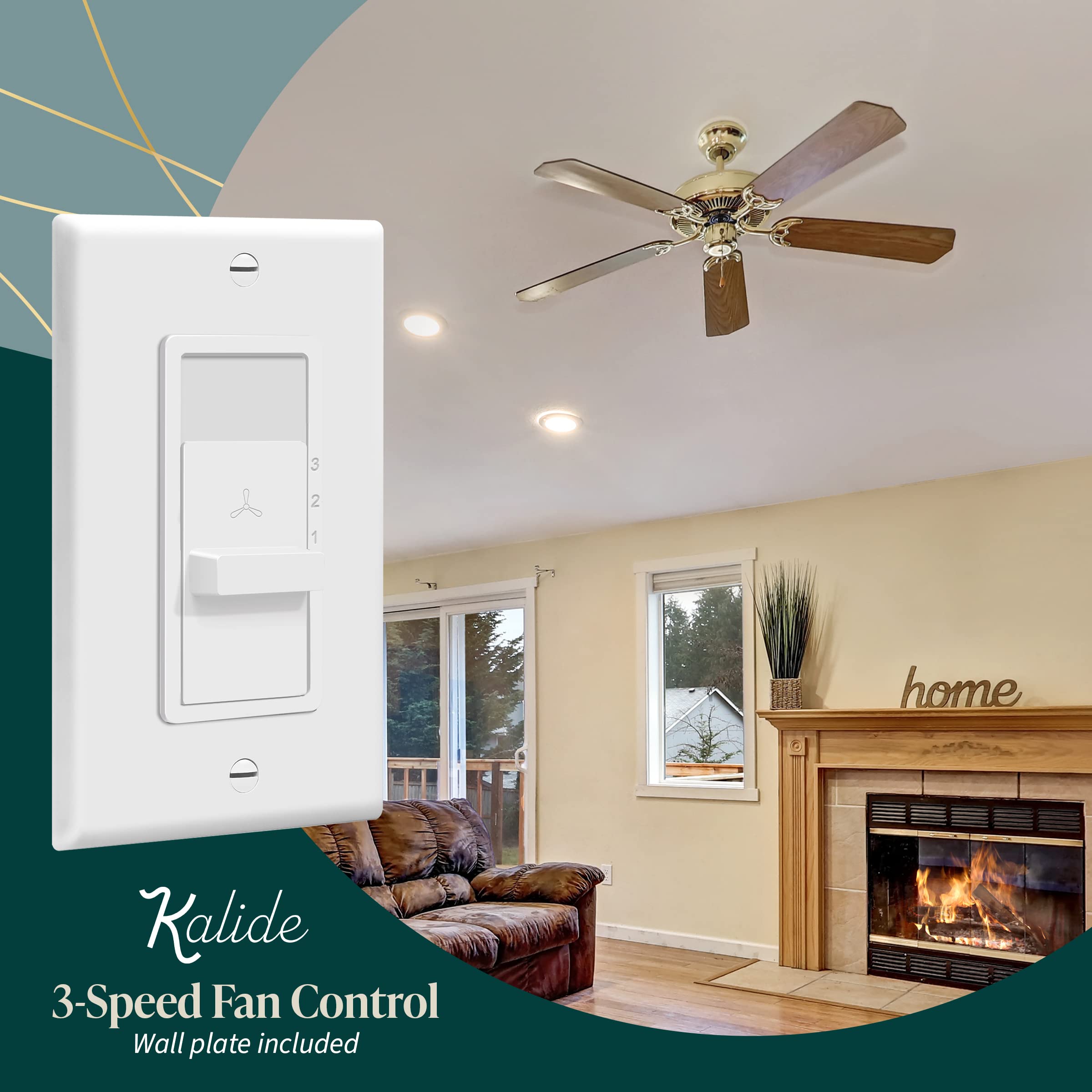 Kalide 3-speed slider enables quick fan adjustments from the wall