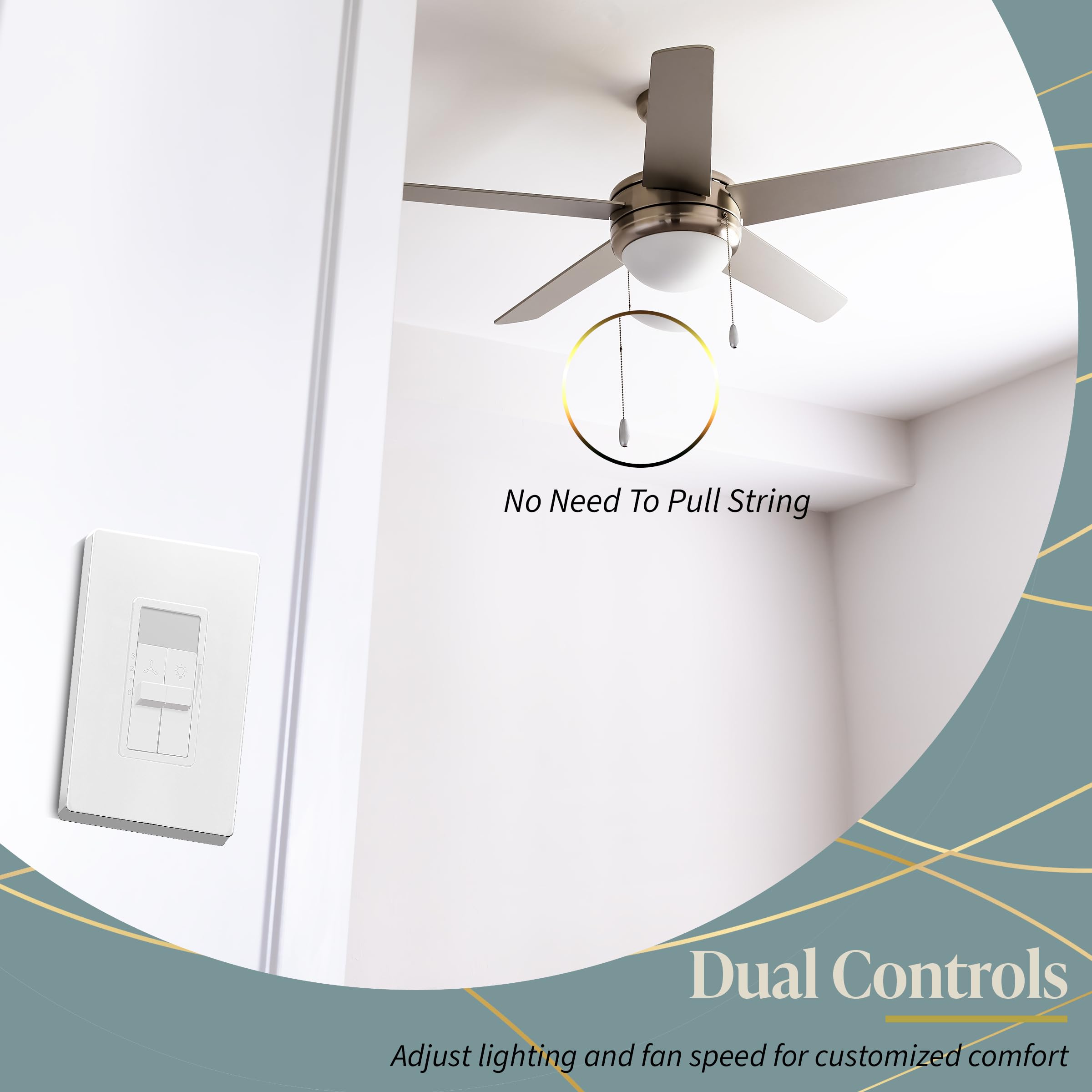 TOPGREENER Kalide switch mounted on wall for LED/CFL dimmable bulbs.