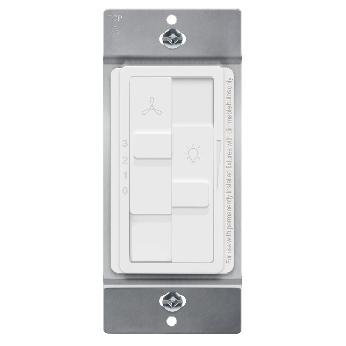 TOPGREENER Kalide combo dimmer switch front view showing light and fan sliders.