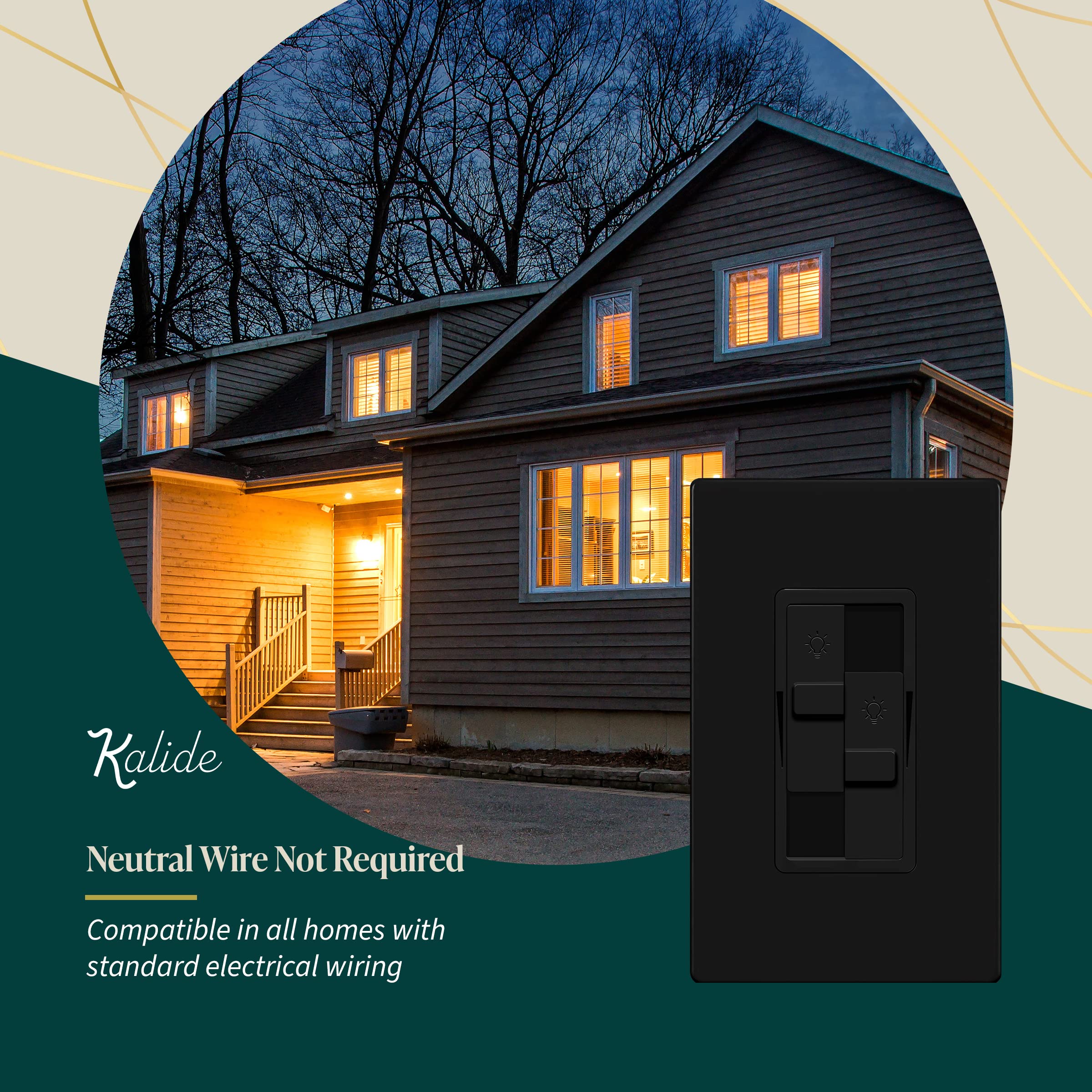 TopGreener Kalide dimmer switch black finish complements modern interiors.