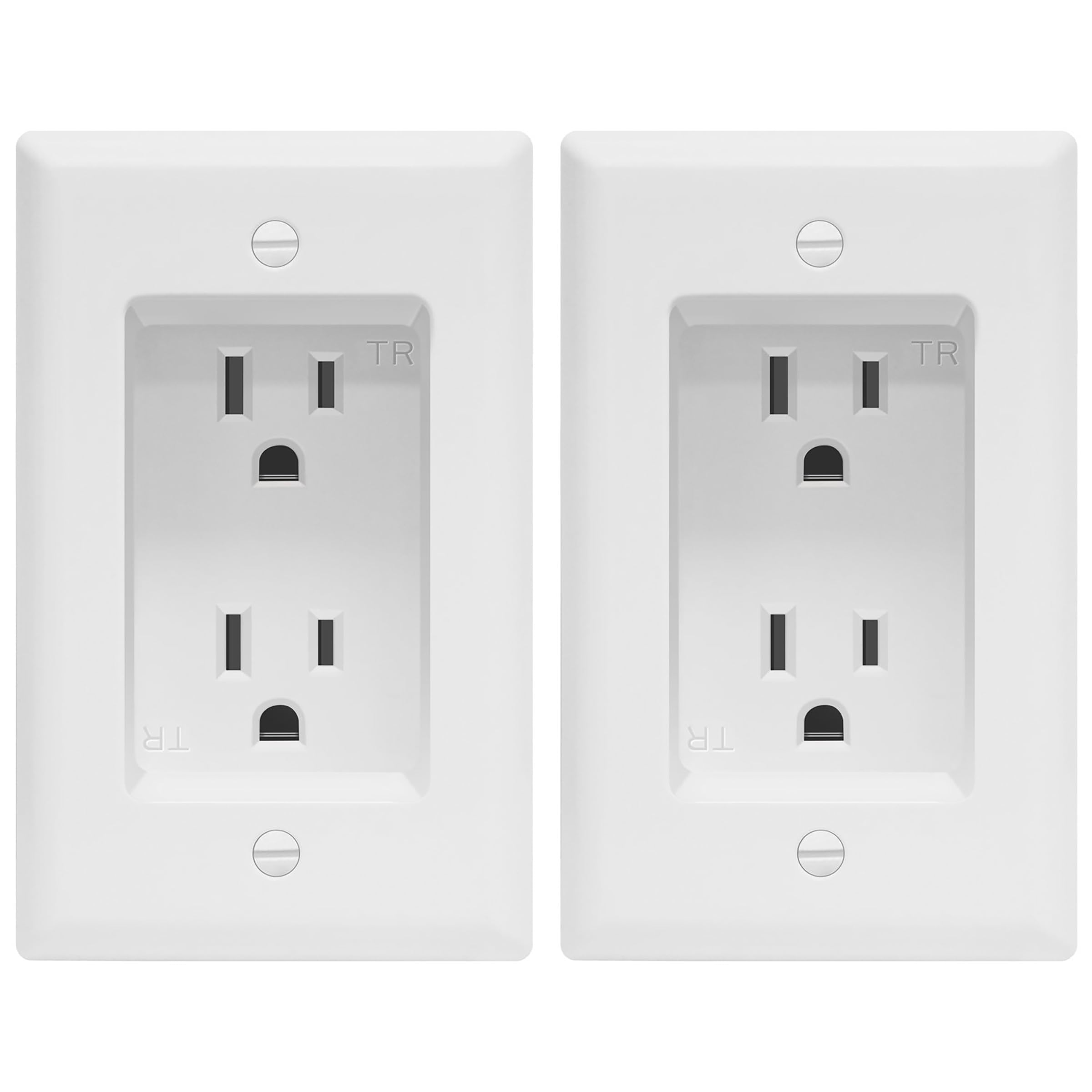 Topgreener tamper-resistant recessed outlet close-up for clean wall installation.