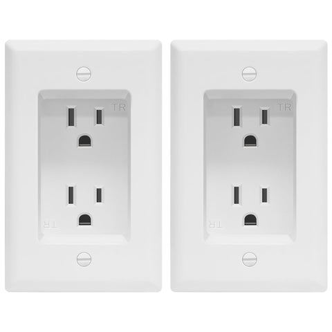 Topgreener tamper-resistant recessed outlet close-up for clean wall installation.