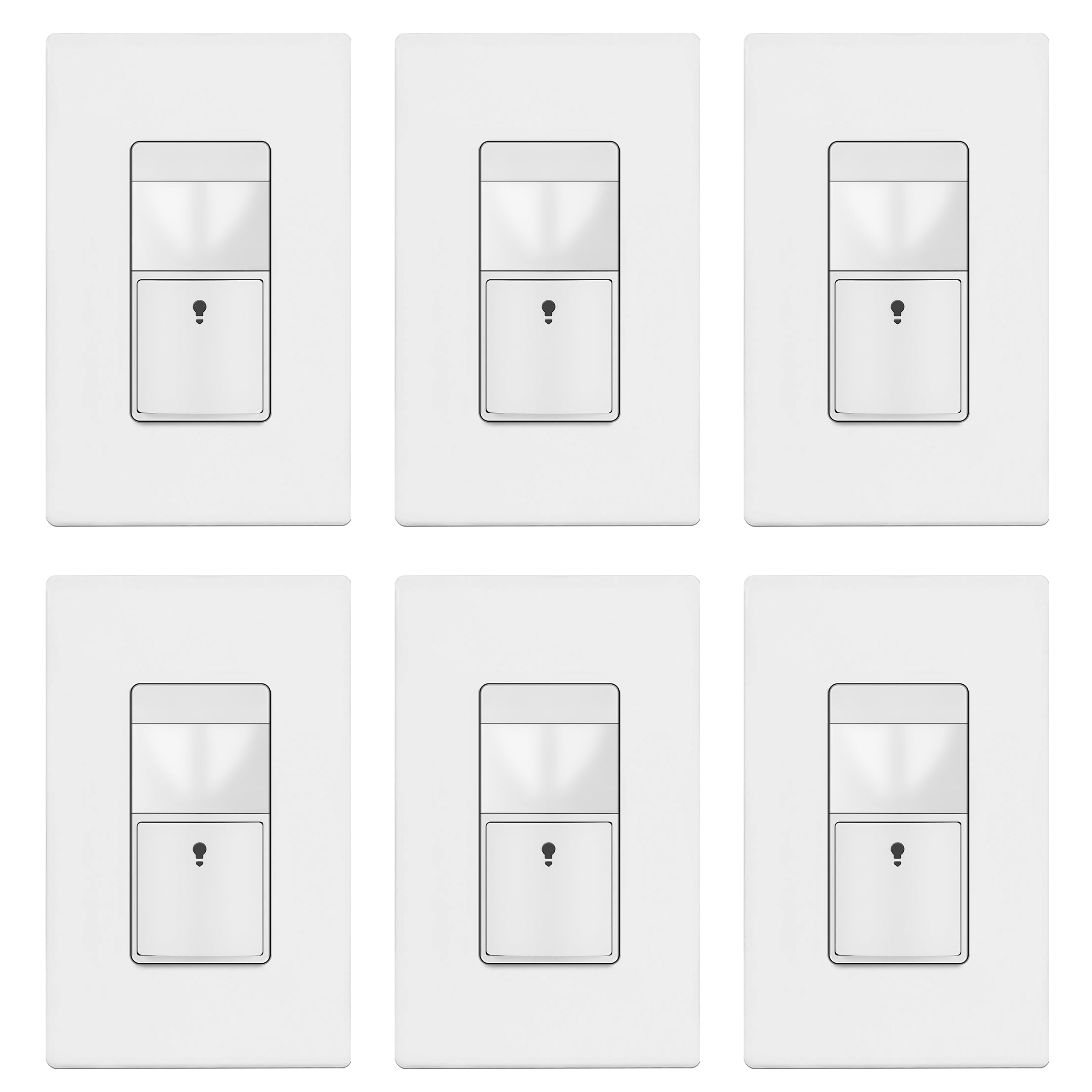 TOPGREENER TDOS5-JM-W-6PCS motion sensor switch front view with ambient light for energy saving