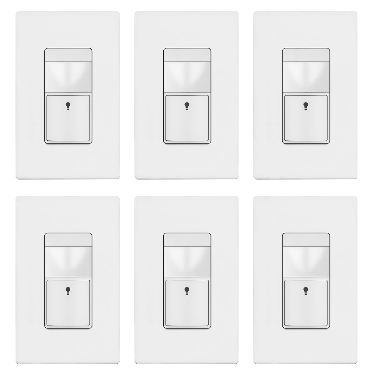 TOPGREENER TDOS5-JM-W-6PCS motion sensor switch front view with ambient light for energy saving