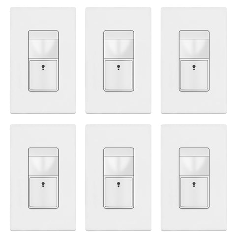 TOPGREENER TDOS5-JM-W-6PCS motion sensor switch front view with ambient light for energy saving