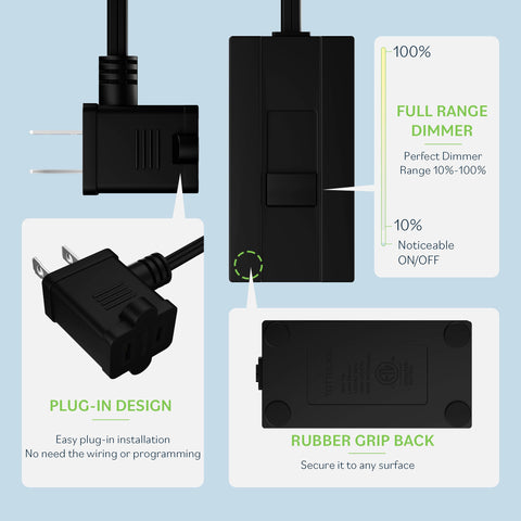 TOPGREENER TGTTDL300-BK six-foot cord provides flexible lamp placement.
