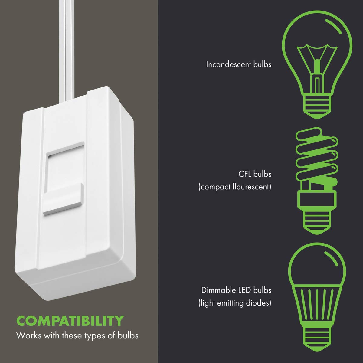 TOPGREENER dimmer installed on a lamp enabling easy brightness changes.