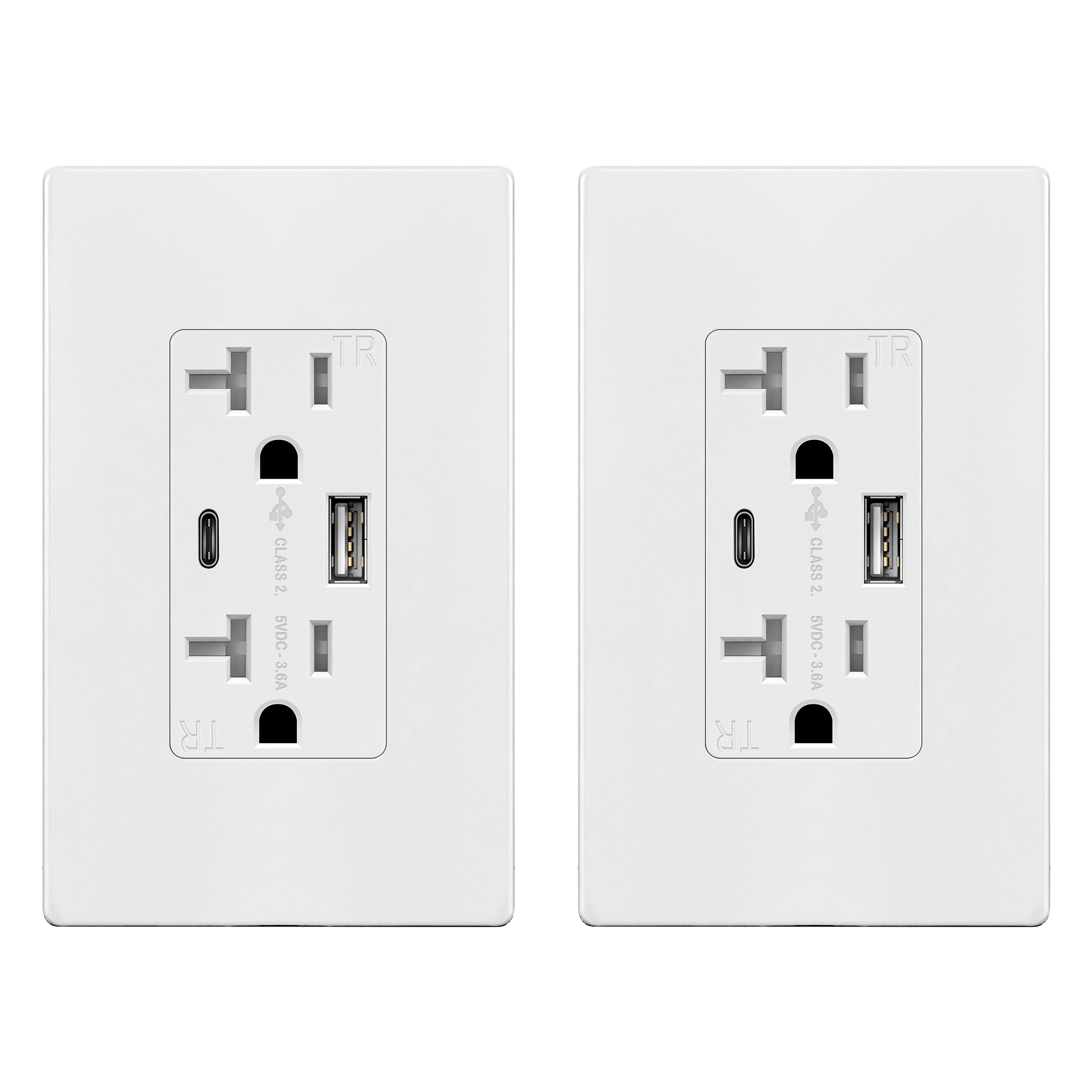 TopGreener TU22036AC-W 2PCS front view with USB outlets for organized charging.