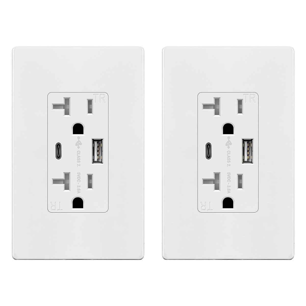 TopGreener TU22036AC-W 2PCS front view with USB outlets for organized charging.