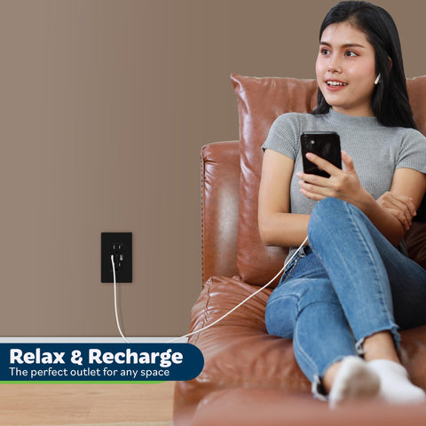 TopGreener two-pack black wall outlets fit modern decor.