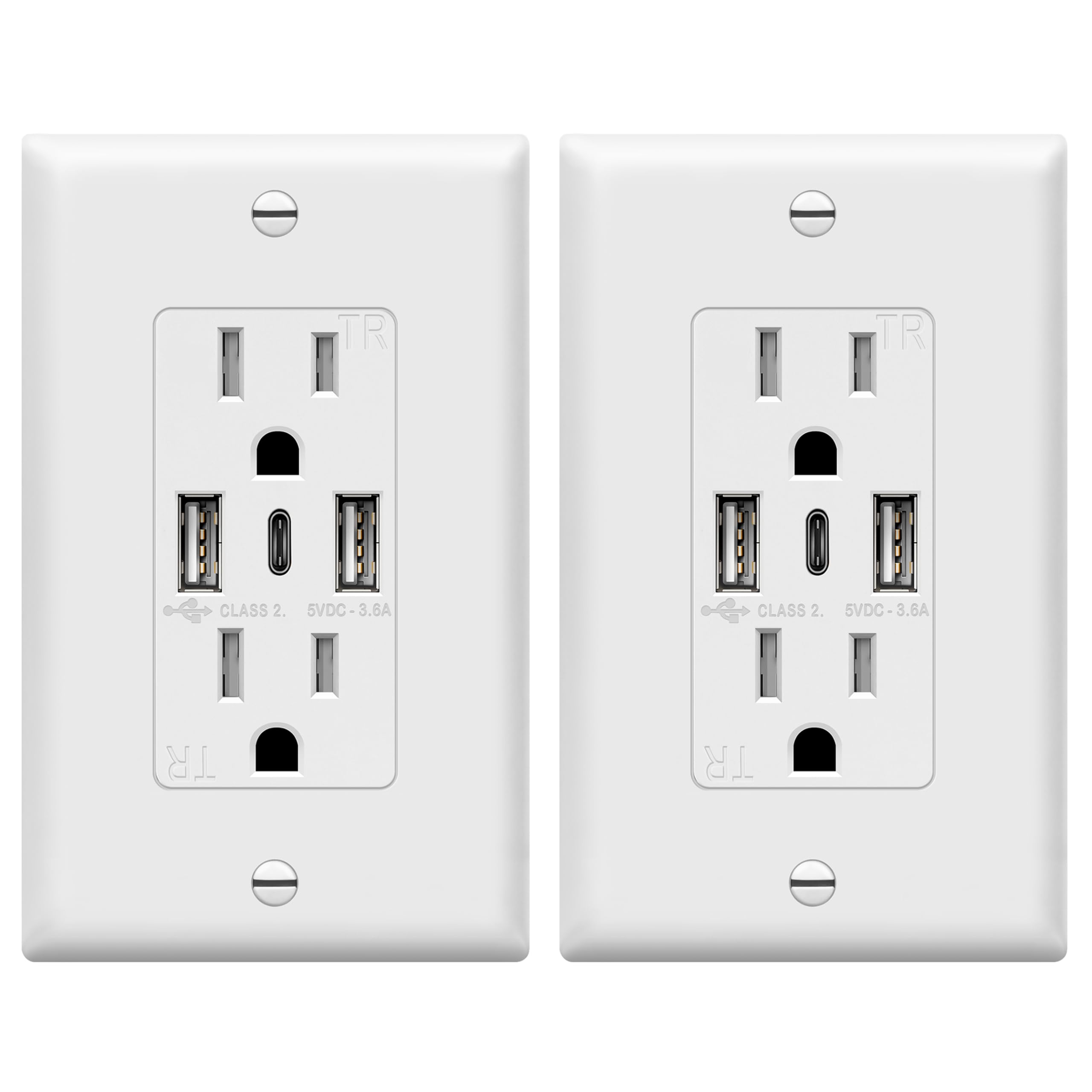Topgreener 3-port USB outlet wall unit with Type-C and USB-A ports for convenient charging