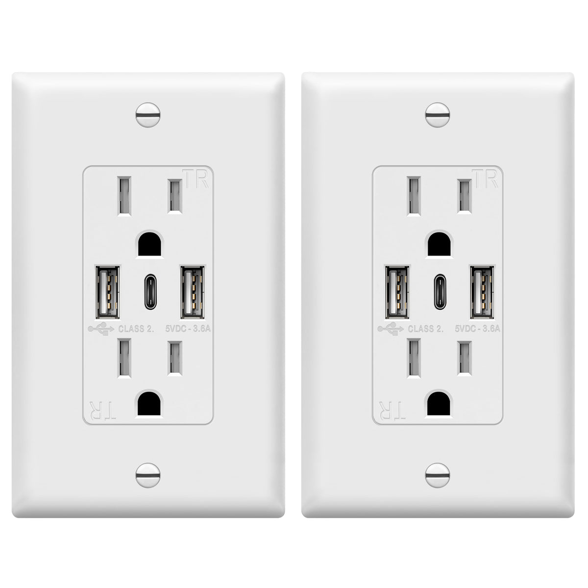 Topgreener 3-port USB outlet wall unit with Type-C and USB-A ports for convenient charging