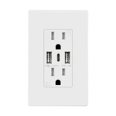 TOPGREENER USB outlet with 3 ports, front view showing clean design and compact form