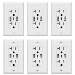 TOPGREENER USB outlet 3-port installed flush in wall for clutter-free charging