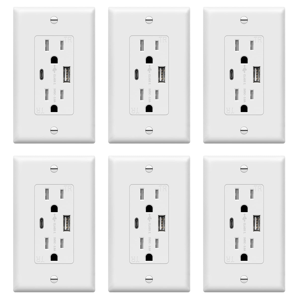 TOPGREENER USB wall outlet with Type-C and Type-A ports for convenient multi-device charging
