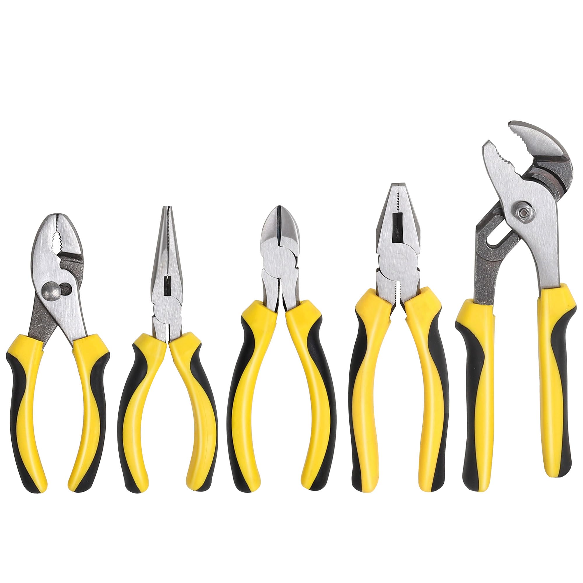 Topline 5-Piece Pliers Set with 8-inch Groove Joint for strong gripping