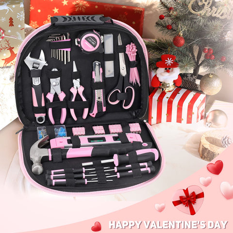 Topline pink tool kit case closeup highlights ergonomic handle for comfortable grip