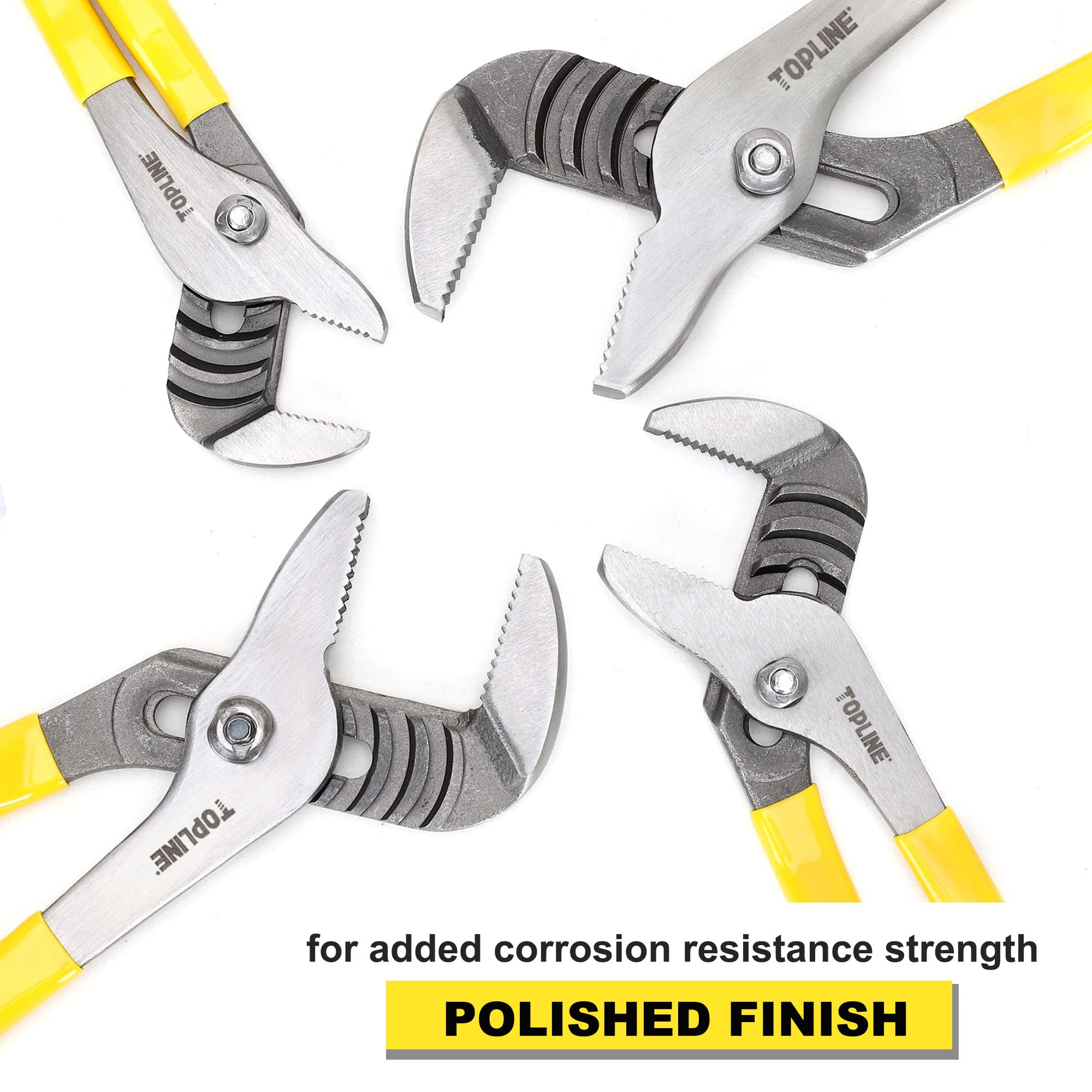 Topline 6-inch pliers with dipped handles for reach in tight spaces.