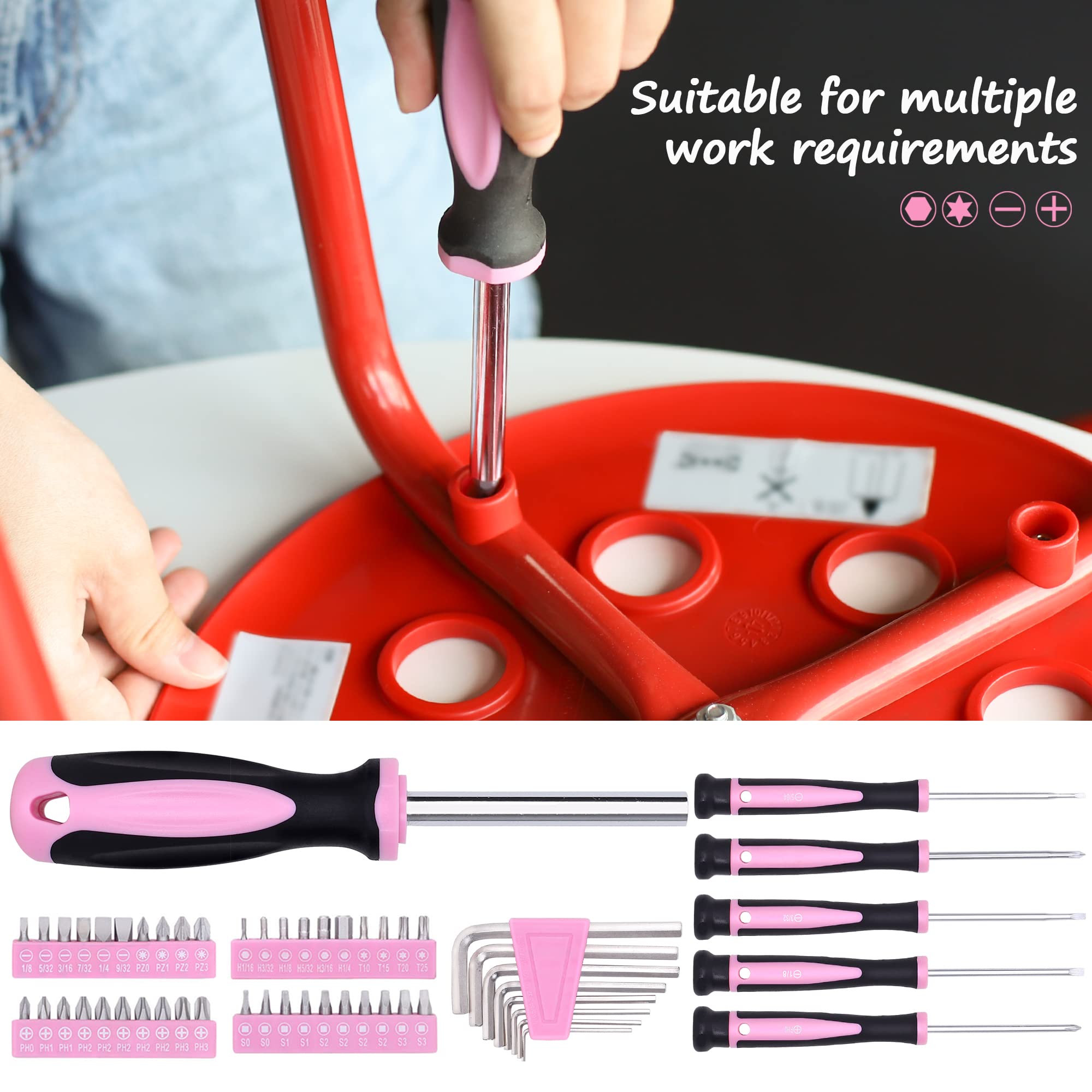 Topline women-friendly tools in pink kit for everyday tasks