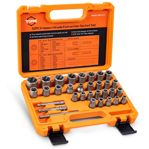 TOPME Bolt Extractor Kit 32-piece for quick removal of damaged bolts