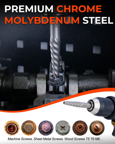 Topme spiral screw extractors ready to remove damaged screws