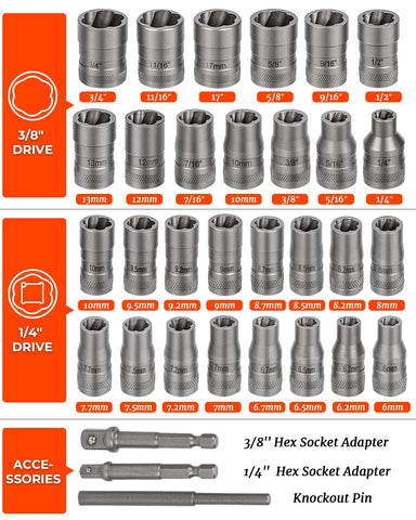TOPME includes 1/4 and 3/8 adapters for versatile tool compatibility