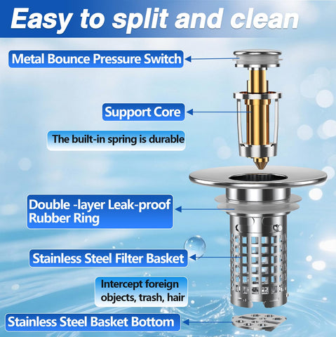 TopmeiUP brass-core drain stopper delivers durable, long-lasting performance.