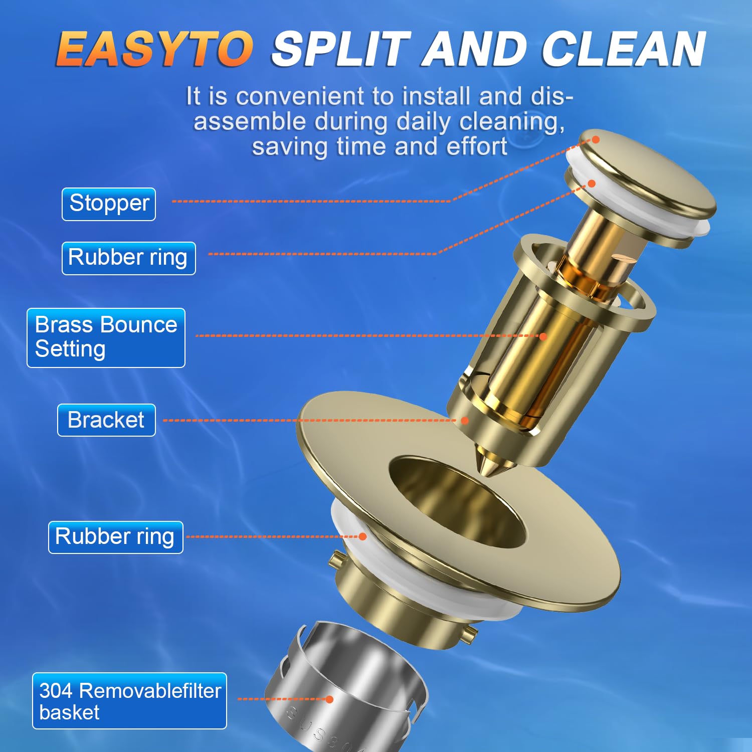 TopmeiUP sink stopper pop-up mechanism in action for easy open and close