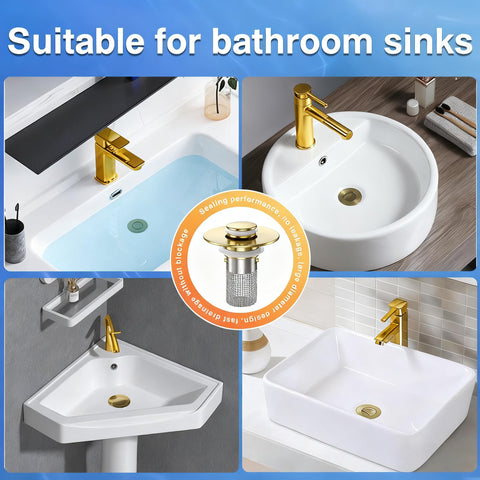 TopmeiUP sink stopper easy installation for common bathroom sink holes