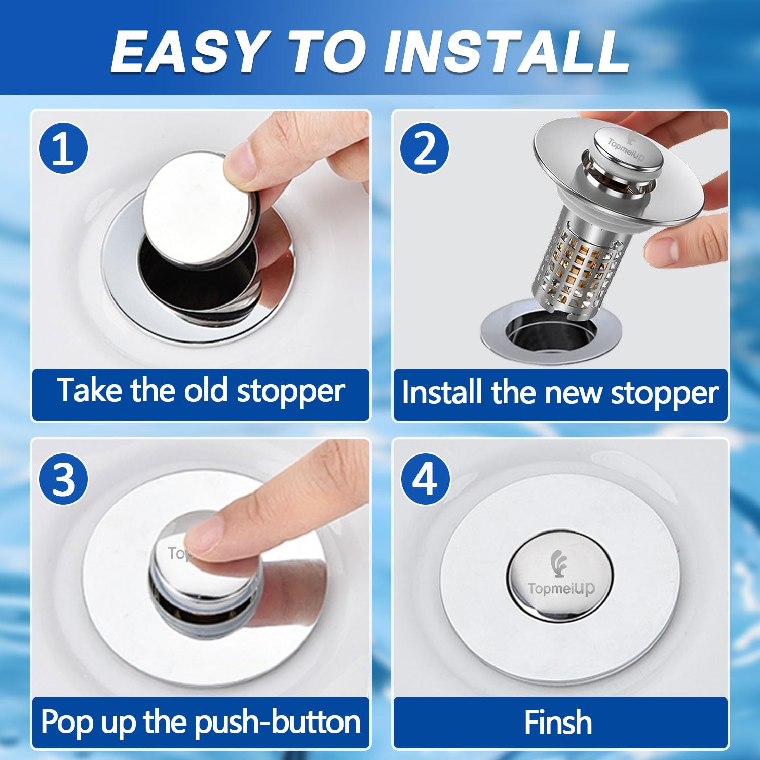 TopmeiUP two-pack sink stoppers provide value for households.