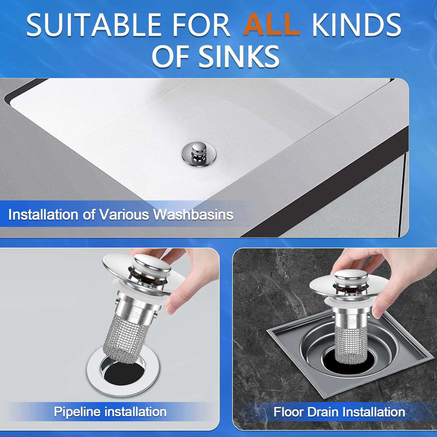TopmeiUP wide-fit plug works with most sink holes
