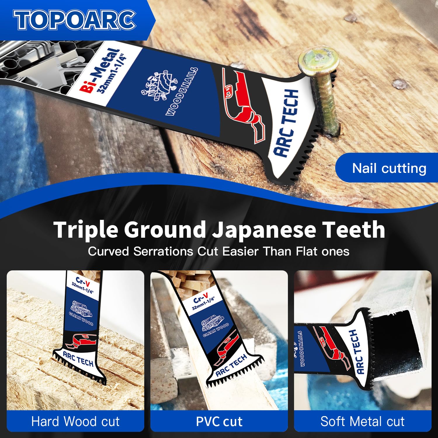 TOPOARC metal trimming blade with Japanese teeth for controlled cuts