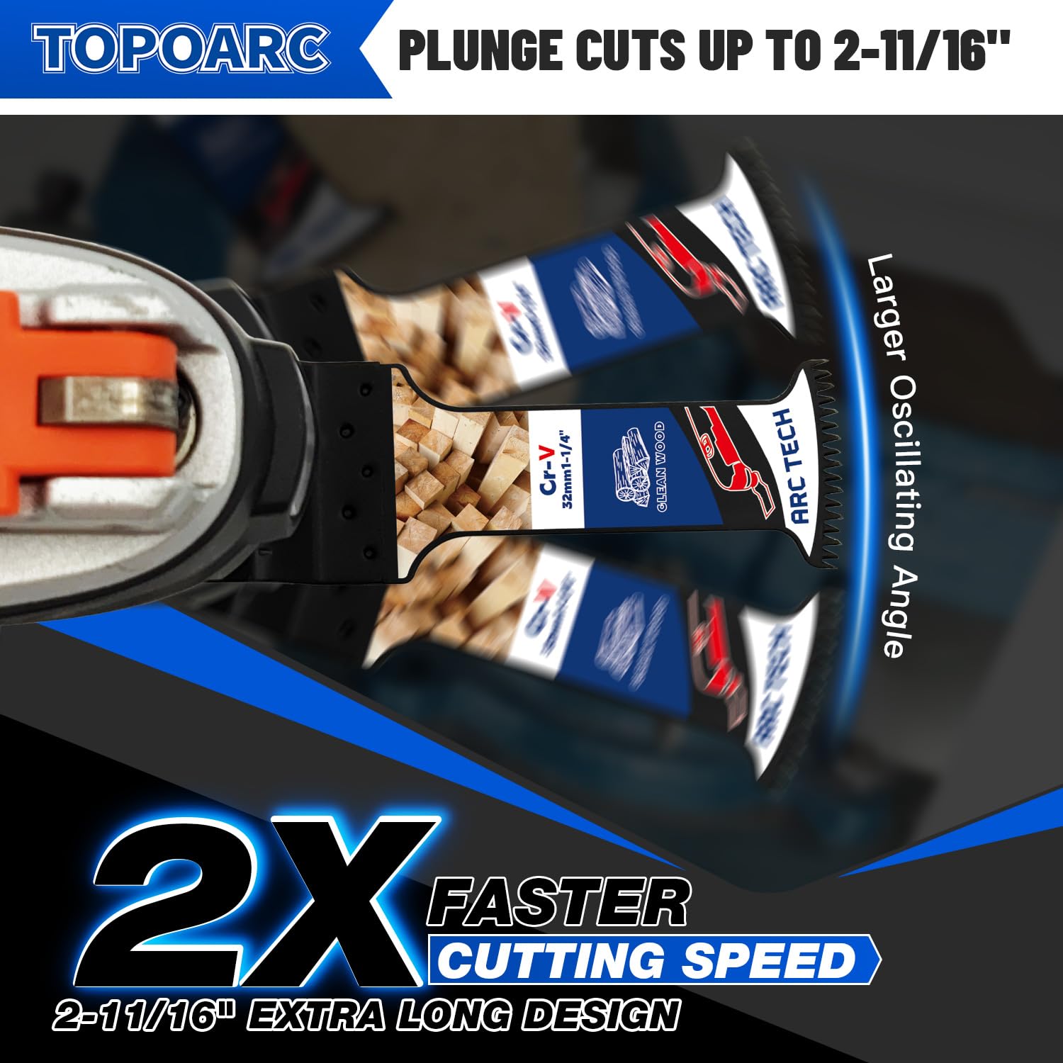 TOPOARC universal adapters for oscillating tools offering broad compatibility