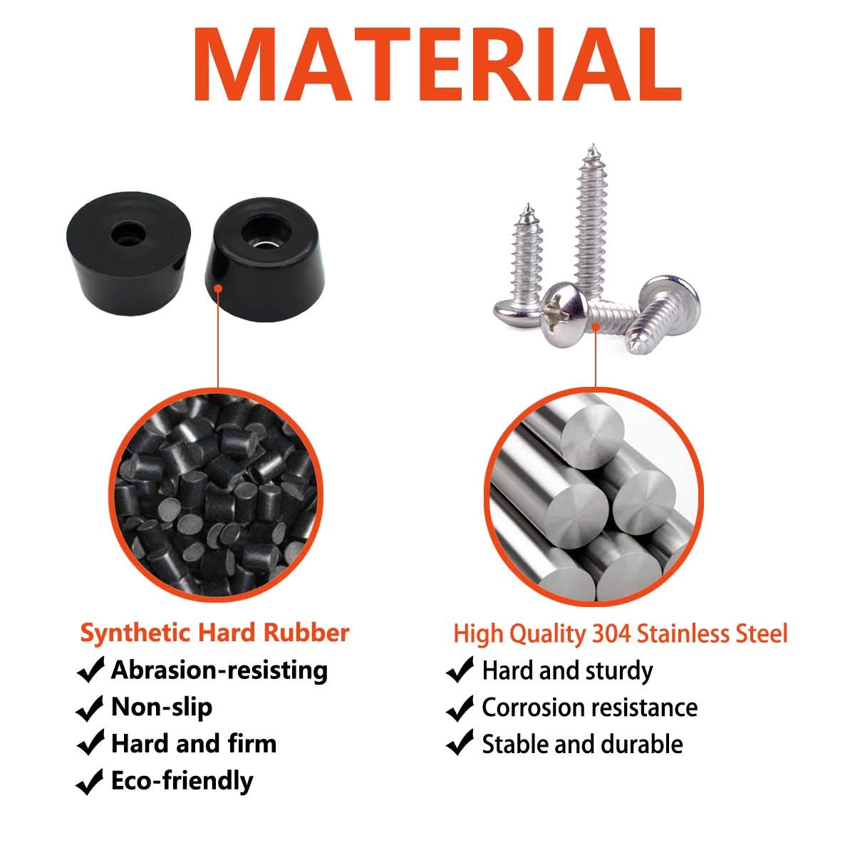 TopPerfekt kit contents show screws and bumpers for furniture and appliance projects.
