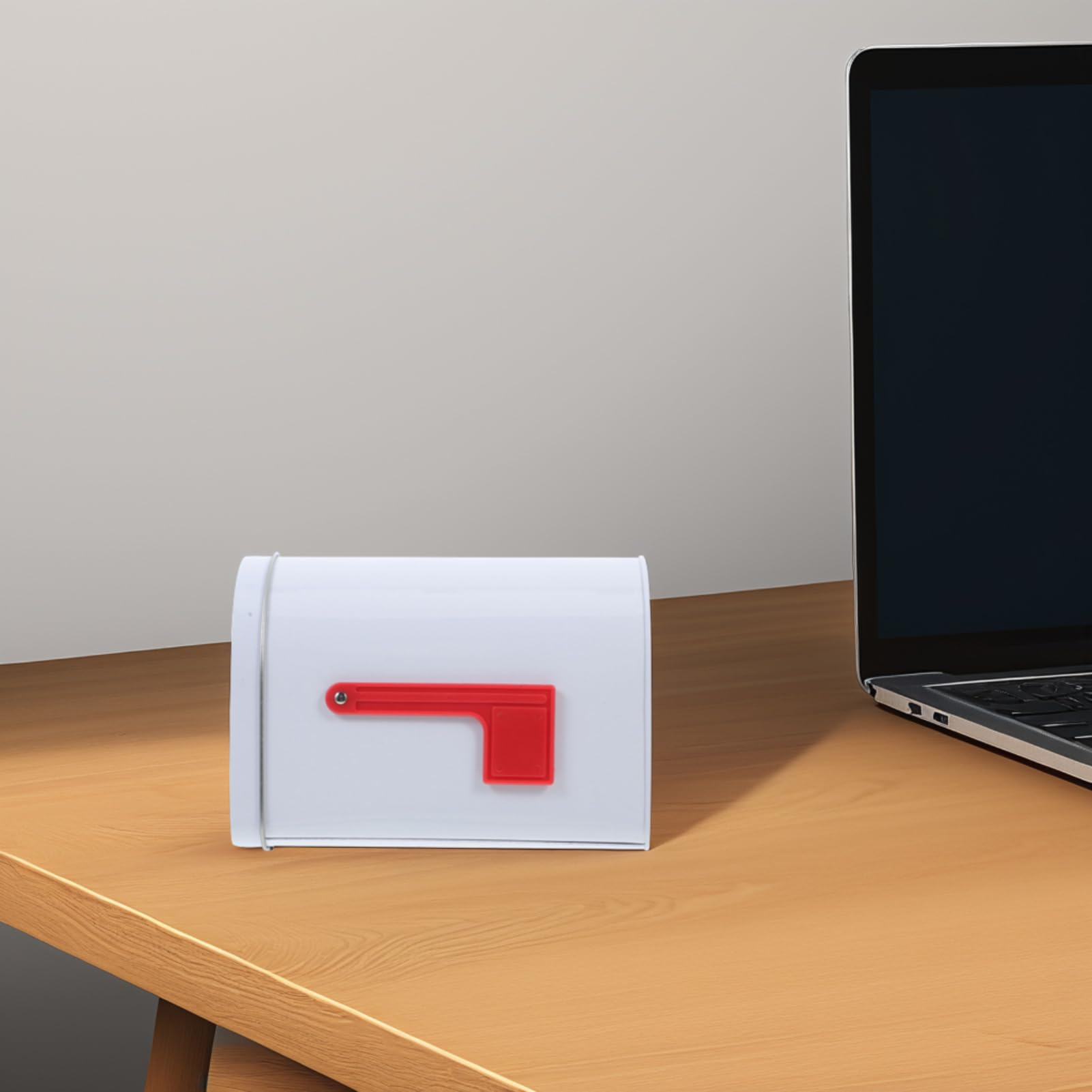 TOPPERFUN mini mailbox white on desk displaying decorative organization